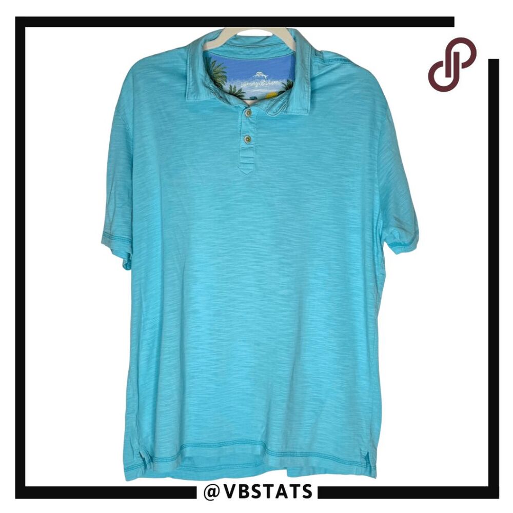 Tommy Bahama Mens Pima Cotton Short Sleeve Deco Tempo Golf Polo Shirt Blue Large
